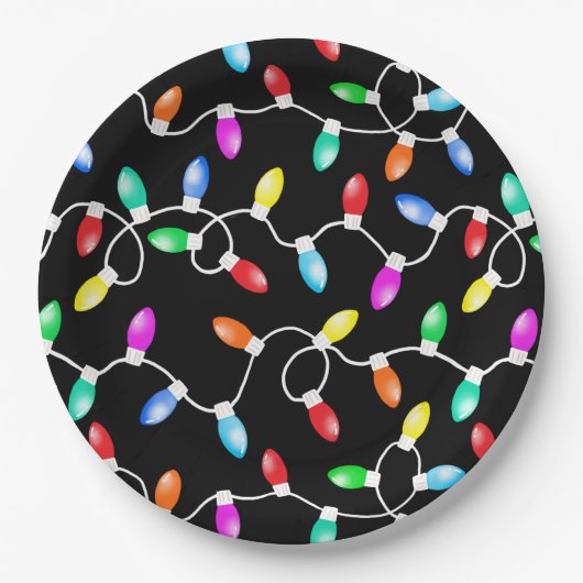 Weihnachtsbeleuchtung Muster Pappteller (Vorderseite)