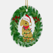 Weihnachtsbeleuchtung nach Maß Goldendoodle Keramik Ornament (Rechts)