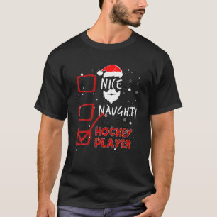 Weihnachtsbeleuchtung Nice Naughty Hockey Player T-Shirt