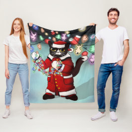 Weihnachtsbeleuchtung Niedlich Tuxedo Cat Fleecedecke
