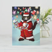 Weihnachtsbeleuchtung Niedlich Tuxedo Cat Karte (Stehend Vorderseite)