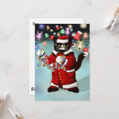 Weihnachtsbeleuchtung Niedlich Tuxedo Cat Karte (Vorderseite/Rückseite Beispiel)