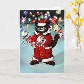 Weihnachtsbeleuchtung Niedlich Tuxedo Cat Karte (Gelbe Blume)