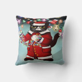 Weihnachtsbeleuchtung Niedlich Tuxedo Cat Kissen (Rückseite)