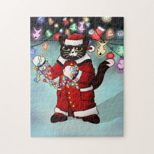 Weihnachtsbeleuchtung Niedlich Tuxedo Cat Puzzle