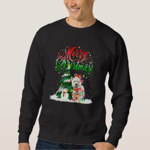 Weihnachtsbeleuchtung Pajama Matching Westie Santa Sweatshirt