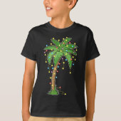 Weihnachtsbeleuchtung Palm Tree Beach Funny Tropic T-Shirt (Vorderseite)