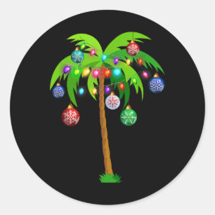 Weihnachtsbeleuchtung Palm Tree Fun Hawaii Beach T Runder Aufkleber