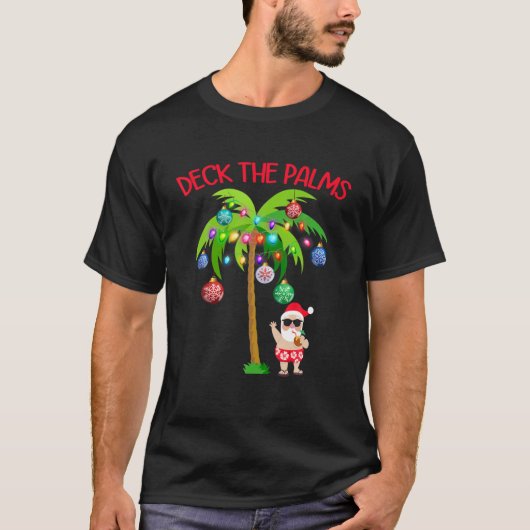 Weihnachtsbeleuchtung Palm Tree Funny Hawaii - Dec T-Shirt (Vorderseite)