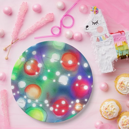 Weihnachtsbeleuchtung Pappteller (Party)