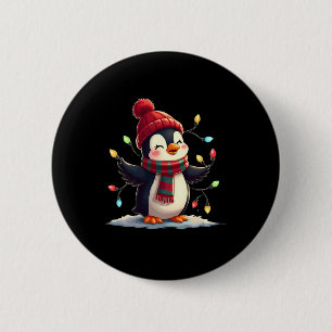 Weihnachtsbeleuchtung Pinguin mit Weihnachtslattpi Button