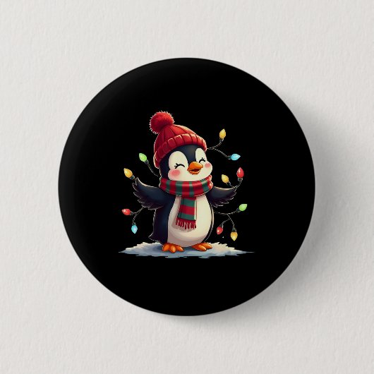 Weihnachtsbeleuchtung Pinguin mit Weihnachtslattpi Button (Vorderseite)