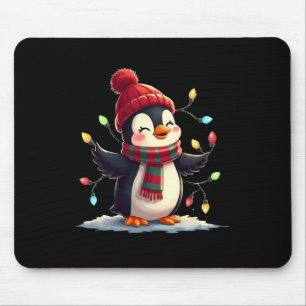 Weihnachtsbeleuchtung Pinguin mit Weihnachtslattpi Mousepad