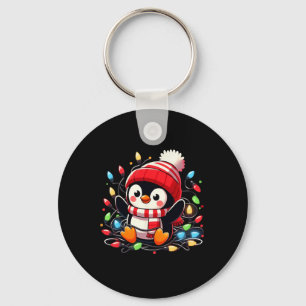 Weihnachtsbeleuchtung Pinguin mit Weihnachtslattpi Schlüsselanhänger
