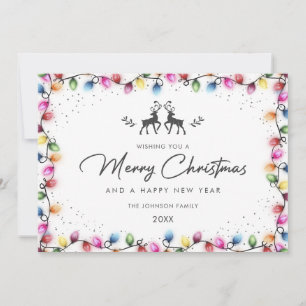 Weihnachtsbeleuchtung Rentier Schnee Feiertagskarte