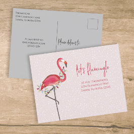Weihnachtsbeleuchtung Rosa Flamingo Postkarte