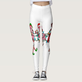 Weihnachtsbeleuchtung Rosa Flamingo Weihnachtsmann Leggings