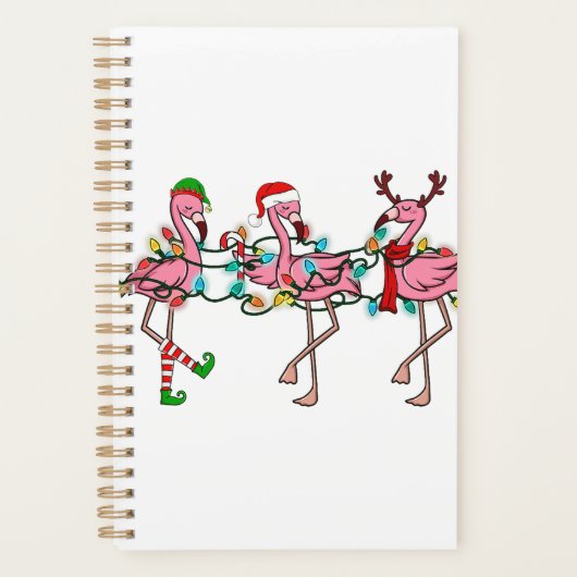 Weihnachtsbeleuchtung Rosa Flamingo Weihnachtsmann Planer (Vorderseite)