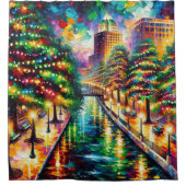 "Weihnachtsbeleuchtung: San Antonio Riverwalk" Duschvorhang (Vorderseite)