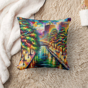 "Weihnachtsbeleuchtung: San Antonio Riverwalk" Kissen