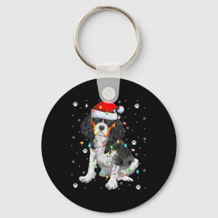 Weihnachtsbeleuchtung Santa Cavalier King Charles  Schlüsselanhänger