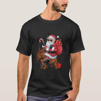 Weihnachtsbeleuchtung Santa Reitet Scottish Terrie T-Shirt