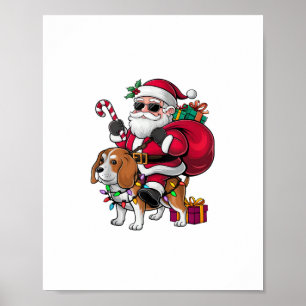 Weihnachtsbeleuchtung Santa Riding Beagle Weihnach Poster