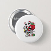 Weihnachtsbeleuchtung Santa Riding Dalmatiner Weih Button (Vorne & Hinten)