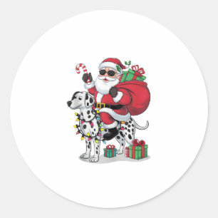 Weihnachtsbeleuchtung Santa Riding Dalmatiner Weih Runder Aufkleber