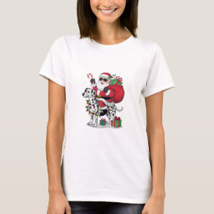 Weihnachtsbeleuchtung Santa Riding Dalmatiner Weih T-Shirt