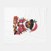 Weihnachtsbeleuchtung Santa Rottweiler Hund Weihna Fleecedecke (Vorderseite (Horizontal))