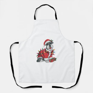 Weihnachtsbeleuchtung Santa Schnauzer Dog Weihnach Schürze