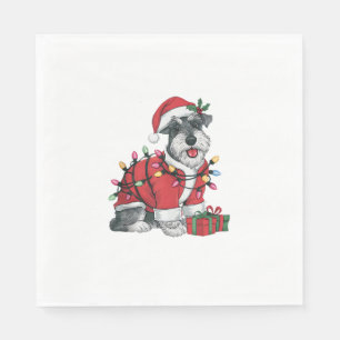 Weihnachtsbeleuchtung Santa Schnauzer Dog Weihnach Serviette