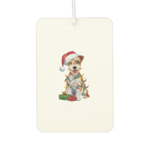 Weihnachtsbeleuchtung Santa Silky Terrier Hund Wei Autolufterfrischer