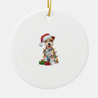Weihnachtsbeleuchtung Santa Silky Terrier Hund Wei Keramik Ornament