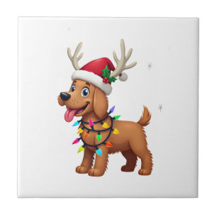Weihnachtsbeleuchtung Soft Coated Wheaten Terrier Fliese