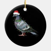 Weihnachtsbeleuchtung Taube mit Weihnachtsbrille W Keramik Ornament (Hinten)