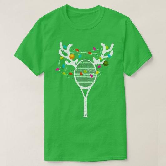 Weihnachtsbeleuchtung Tennis Racket Funny Xmas T-Shirt (Design vorne)