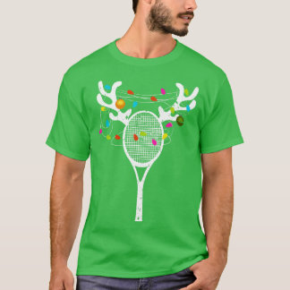 Weihnachtsbeleuchtung Tennis Racket Funny Xmas T-Shirt