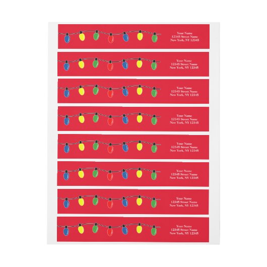 Weihnachtsbeleuchtung umhüllende Rücksendeadressen (Bogen)
