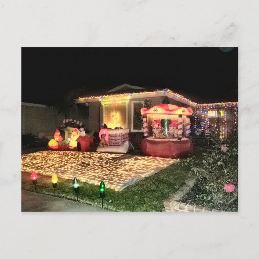 Weihnachtsbeleuchtung und Dekoration Feiertagspostkarte (Vorderseite)