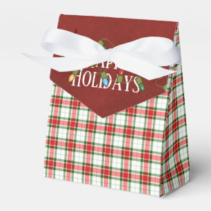 Weihnachtsbeleuchtung und Kariert Geschenkschachtel