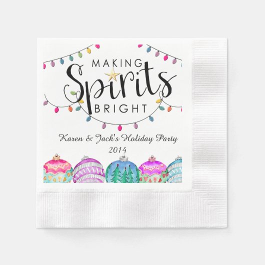 Weihnachtsbeleuchtung und Ornamente Cocktail Napki Serviette (Vorderseite)