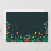 Weihnachtsbeleuchtung und Poinsettias Holiday Movi Feiertagskarte (Rückseite)