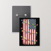 Weihnachtsbeleuchtung USA Flag Patriotic Veteran X Button (Vorderseite/Rückseite)