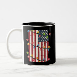 Weihnachtsbeleuchtung USA-Flagge Patriotischer Vet Zweifarbige Tasse