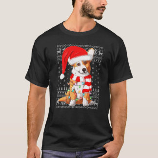 Weihnachtsbeleuchtung Weihnachtsmann Hut hässliche T-Shirt
