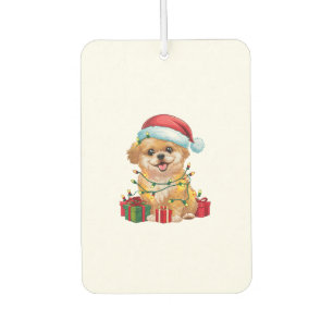 Weihnachtsbeleuchtung Weihnachtsmann Hut Shih Poo  Autolufterfrischer