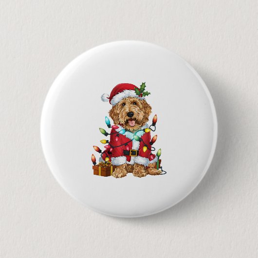 Weihnachtsbeleuchtung Weihnachtsmann-Labradoodle W Button (Vorderseite)
