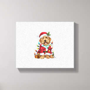 Weihnachtsbeleuchtung Weihnachtsmann-Labradoodle W Leinwanddruck